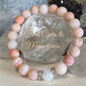 Pink Opal and Moonstone Gemstone Bracelet